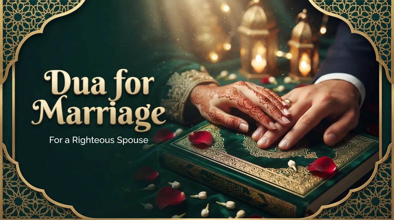 Couple's hands with henna resting on a Quran, for duas for marriage in Islam